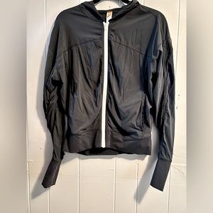 Lucy- medium- dark grey lightweight jacket with lime zipper